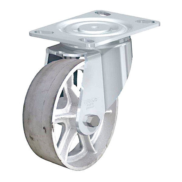 Plate Caster, 1250 lb. Load, Silver Wheel