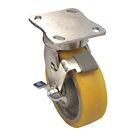 Plate Caster,1650 Lb. Load,yellow Wheel