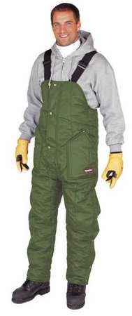 Bib Overalls,sage,size 30x29-1/2 In. (1