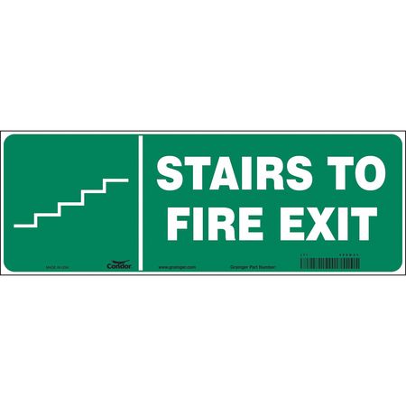 Safety Sign,stairs To Fire Exit,5"x14" (