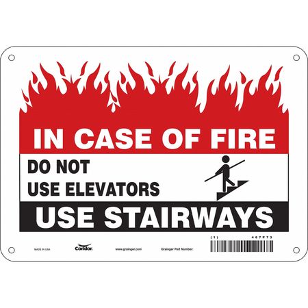 Sign,in Case Of Fire,7x10 (3 Units In Ea