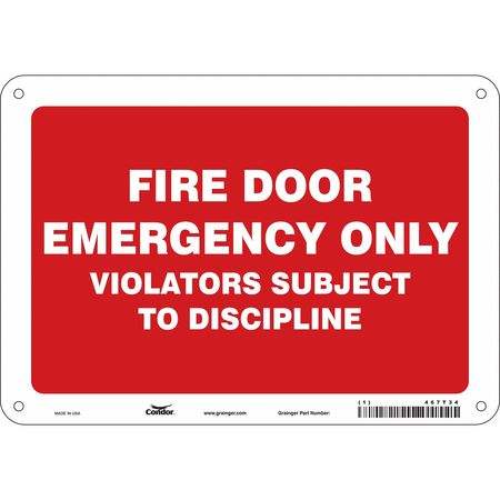 Sign,fire Door Emergency,7x10 (3 Units I