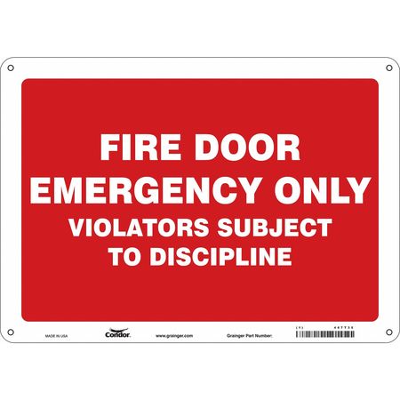 Sign,fire Door Emergency,10x14 (2 Units