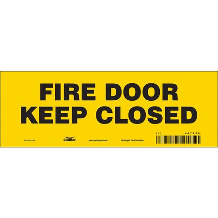 Sign,fire Keep Closedd,3.5x10 (1 Units I