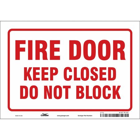 Sign,fire Keep Closed,7x10 (5 Units In E