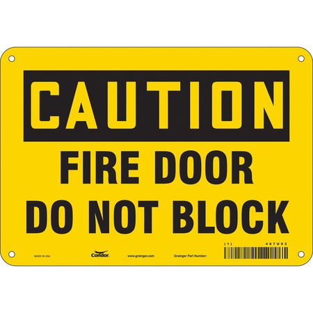 Sign,caution Fire Door,7x10 (3 Units In