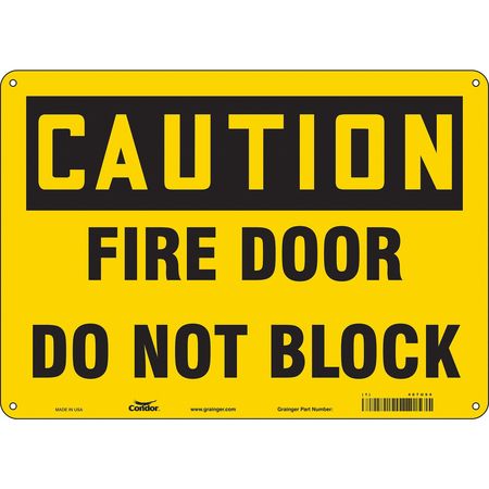 Sign,caution Fire Door,10x14 (2 Units In