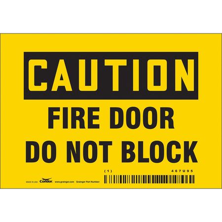 Sign,caution Fire Door,3.5x5 (8 Units In