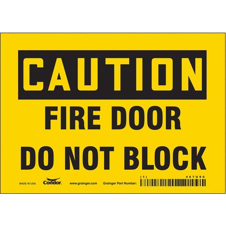 Sign,caution Fire Door,5x7 (7 Units In E