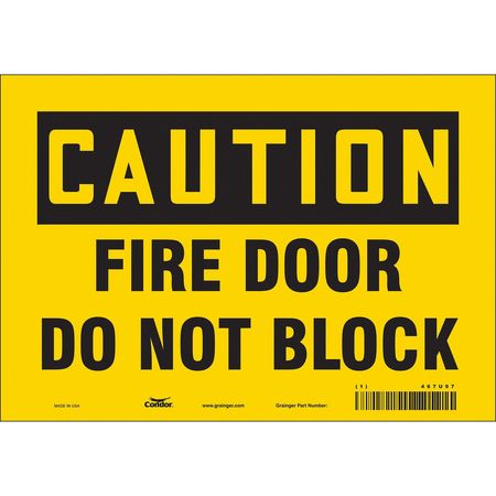 Sign,caution Fire Door,7x10 (5 Units In