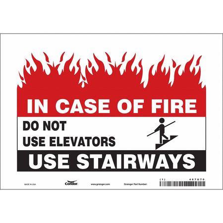 Sign,in Case Of Fire,7x10 (5 Units In Ea