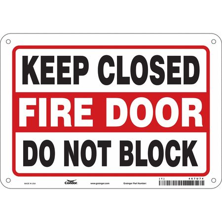 Sign,keep Closed Fire Door,7x10 (1 Units