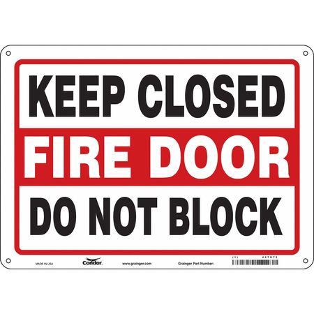 Sign,keep Closed Fire Door,10x14 (1 Unit