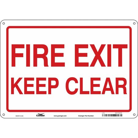 Sign,fire Exit Keep Clear,10x14 (2 Units