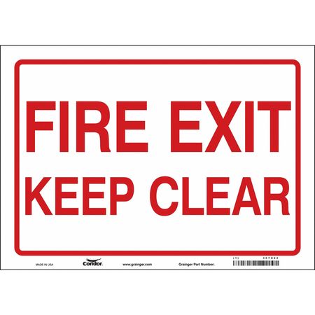 Sign,fire Exit Keep Clear,10x14 (1 Units