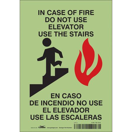 Sign,in Case Of Fire,10x7 (2 Units In Ea