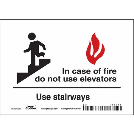 Sign,in Case Of Fire,5x7 (7 Units In Ea)