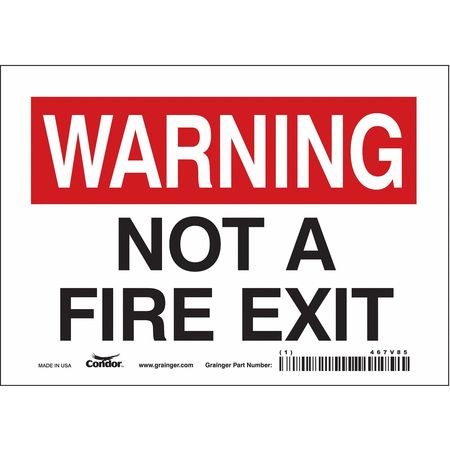 Sign,warning Not A Fire Exit,5x7 (7 Unit