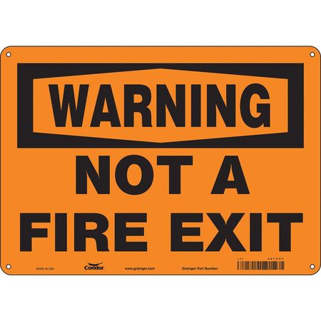 Sign,warning Not A Fire Exit,10x14 (2 Un