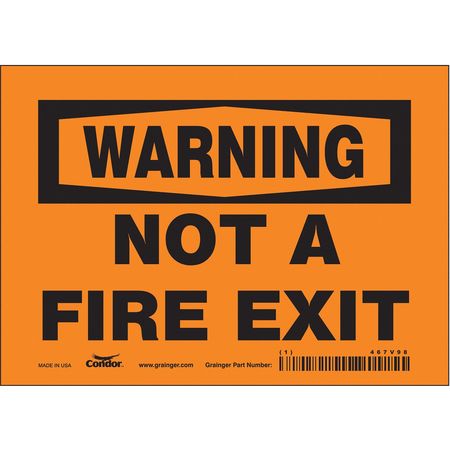 Sign,warning Not A Fire Exit,5x7 (7 Unit