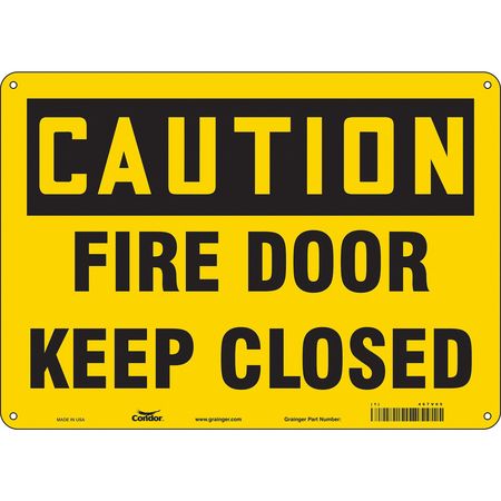 Sign,caution Fire Keep Closedd,10x14 (2