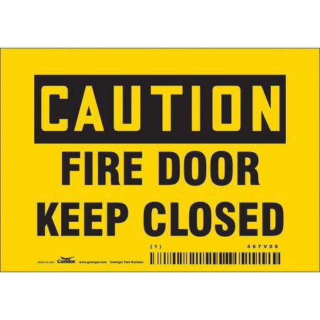 Sign,caution Fire Keep Closedd,3.5x5 (8