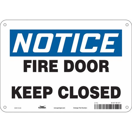 Sign,notice Fire Keep Closedd,7x10 (3 Un