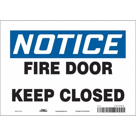 Sign,notice Fire Keep Closedd,7x10 (5 Un