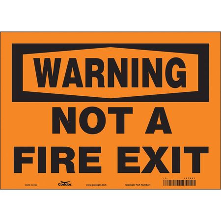 Sign,warning Not A Fire Exit,10x14 (4 Un