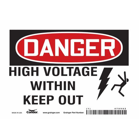 Safety Sign,7" Wx5" H,0.004" Thickness (