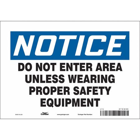 Sign,proper Safety Equipment,7"x10" (5 U