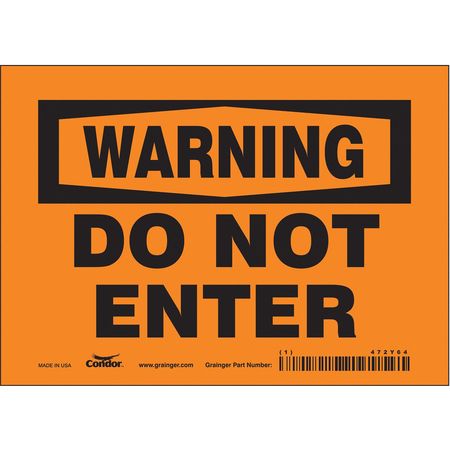 Safety Sign,do Not Enter,5"x7" (7 Units