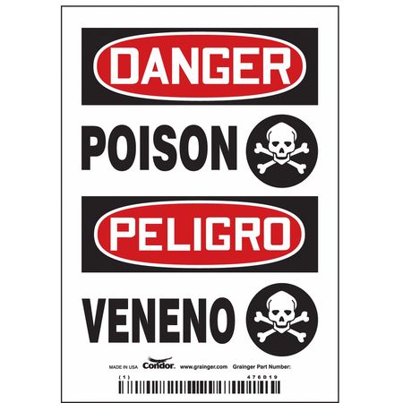 Chemical Sign,3" W,3-1/2" H,0.004" Thick