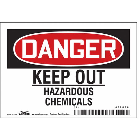 Chemical Sign,5" W,3-1/2" H,0.004" Thick