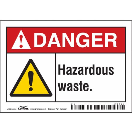 Chemical Sign,5" W,3-1/2" H,0.004" Thick