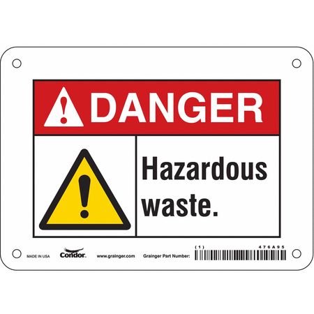 Chemical Sign,7" W,5" H,0.004" Thickness