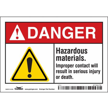 Chemical Sign,5" W,3-1/2" H,0.004" Thick