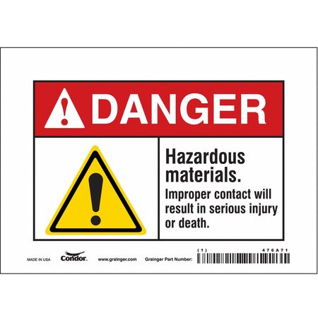 Chemical Sign,7" W,5" H,0.004" Thickness