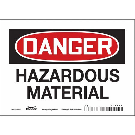 Chemical Sign,7" W,5" H,0.004" Thickness