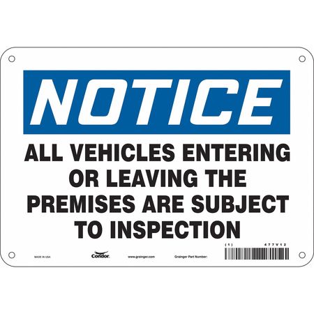 Traffic Sign,10" W,7" H,0.055" Thickness