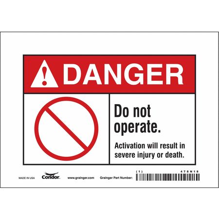 Safety Sign,7" Wx5" H,0.004" Thickness (