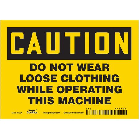 Safety Sign,7" Wx5" H,0.004" Thickness (