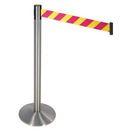 Barrier Post,gray,magenta/yl Belt,sloped