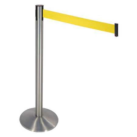 Barrier Post,gray,yellow Belt,40 In. H (