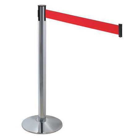 Barrier Post,gray,red Belt,3 In. Belt W