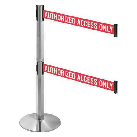 Barrier Post,red/white Text Belt,40in. H