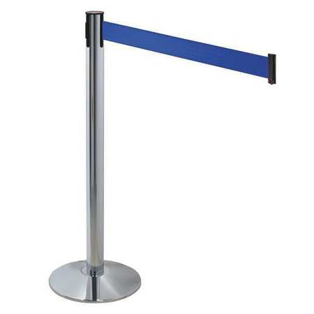 Barrier Post,gray,blue Belt,3 In. Belt W