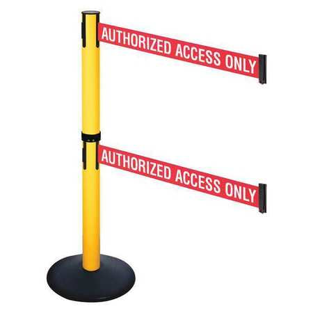 Barrier Post,40in. H,red/white Belt Text