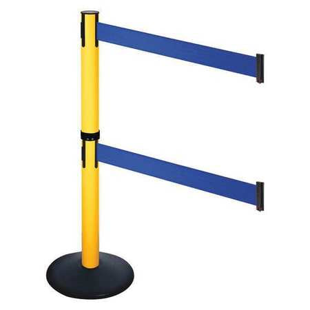 Barrier Post,pvc Post,blue Belt,40 In. H