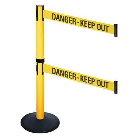 Barrier Post,40 In. H,yellow/black Text